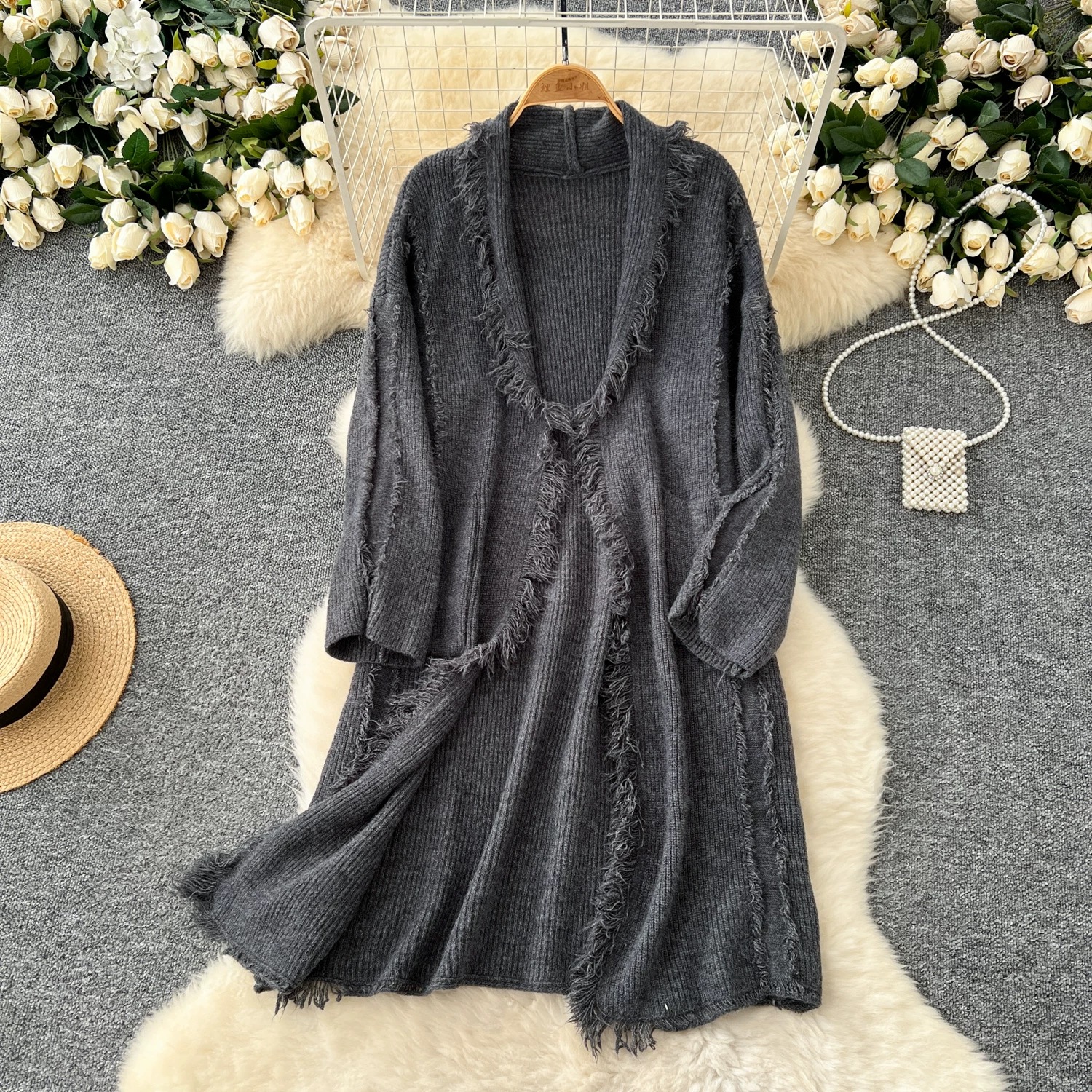 Too hot in summer knitted kimono KM128 images